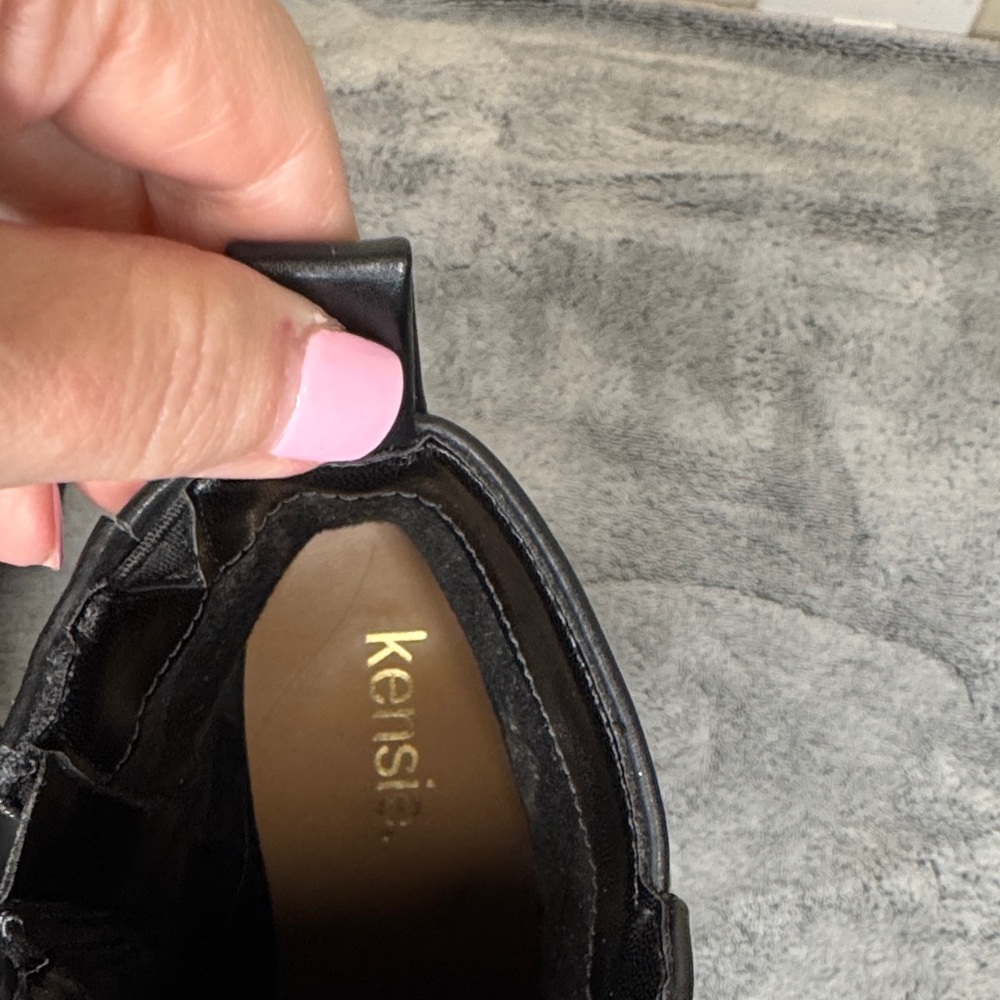 LIKE NEW Kensie “Axe” Black Block Heel Booties - Square Toe - Side Zip - 6.5 - Picture 6 of 12